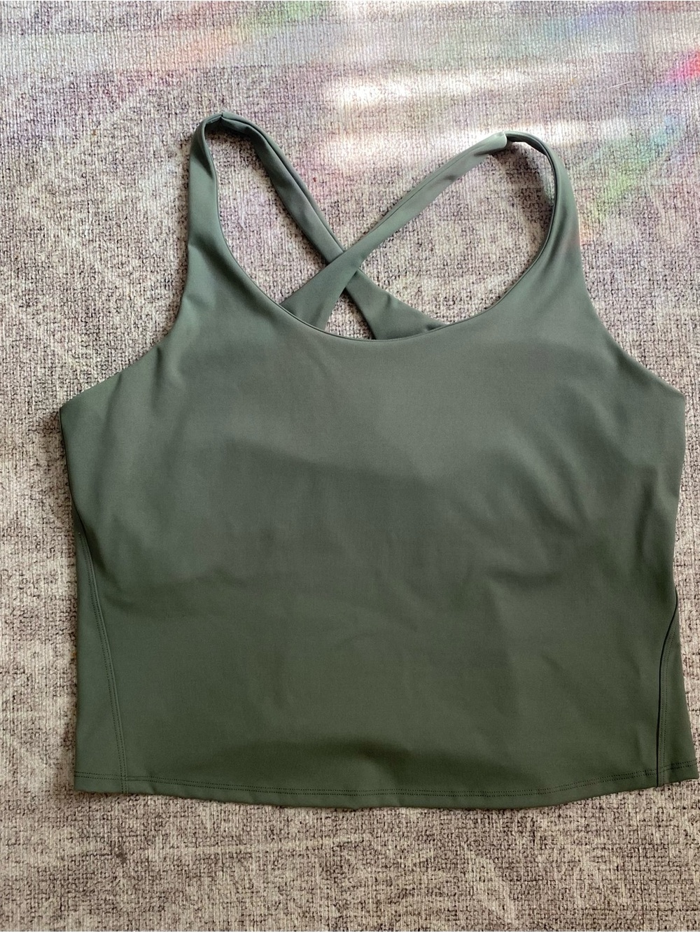 NWoT SPANX Women's Sage Green Get Moving Contour Crossback Shelf Tank Top Sz 1X